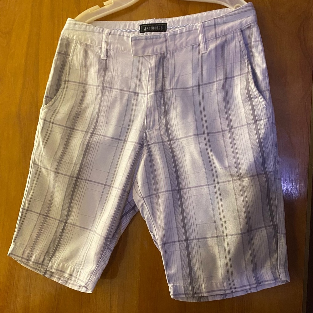Men's White Plaid Shorts